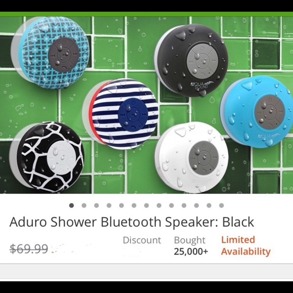 NEW ADURO AQUASOUND SHOWER SPEAKER WATERPROOF WIRELESS SPEAKER (BLACK) - Picture 11 of 16